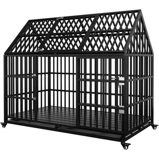 DAFIFY Heavy Duty Dog Crate Indestructible Metal Kennel