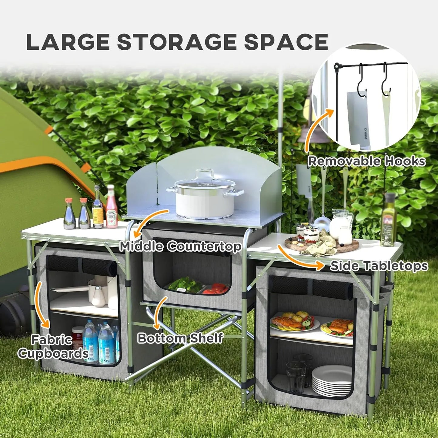 Portable Aluminum Camping Kitchen Table with Carrying Bag