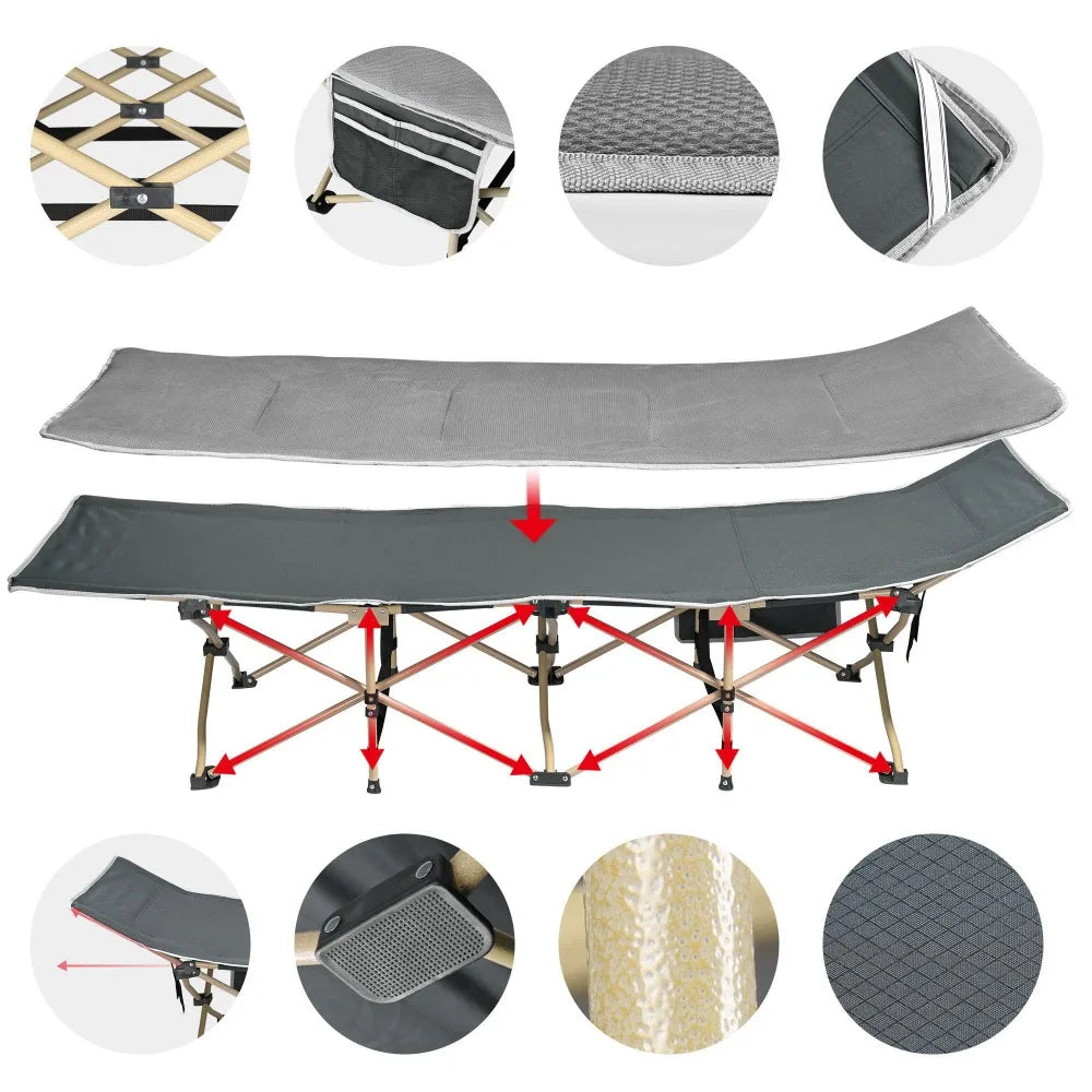 DUTRIEUX Folding Camping Cot Bed Portable Outdoor Furniture