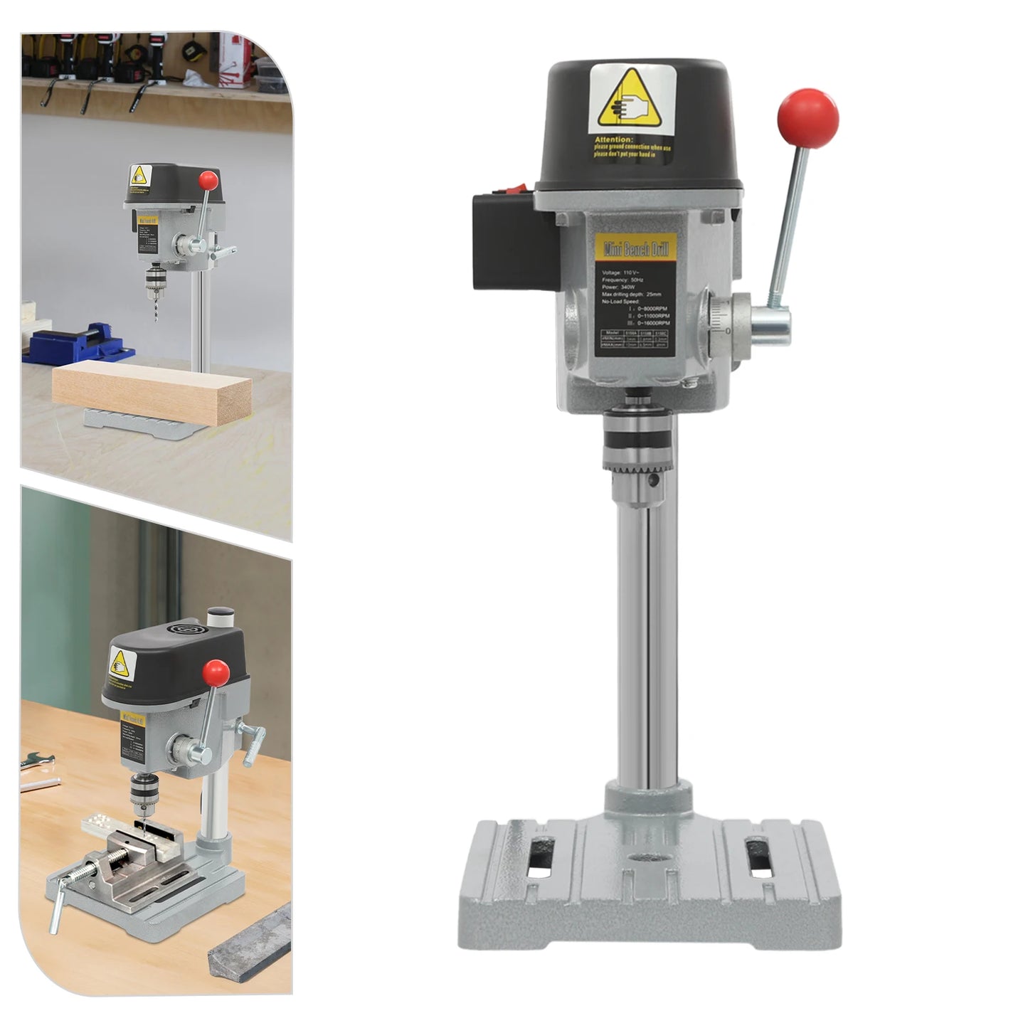 CNC Mini Benchtop Drill Press 340W 3 Speeds Metal Wood