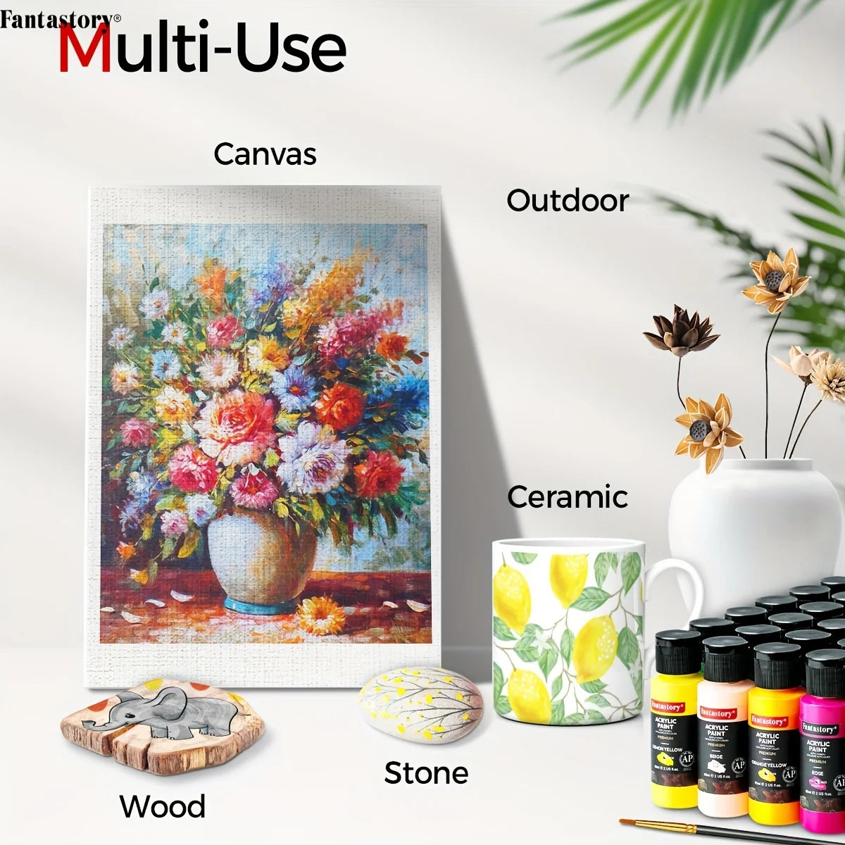 Fantastory Acrylic Paint Set With 12 Brushes