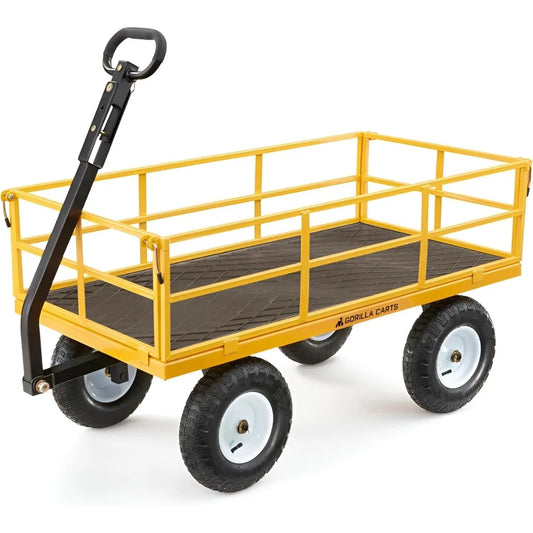 Heavy Duty All Terrain Garden Wagon 1200 Lb Yellow Utility Cart