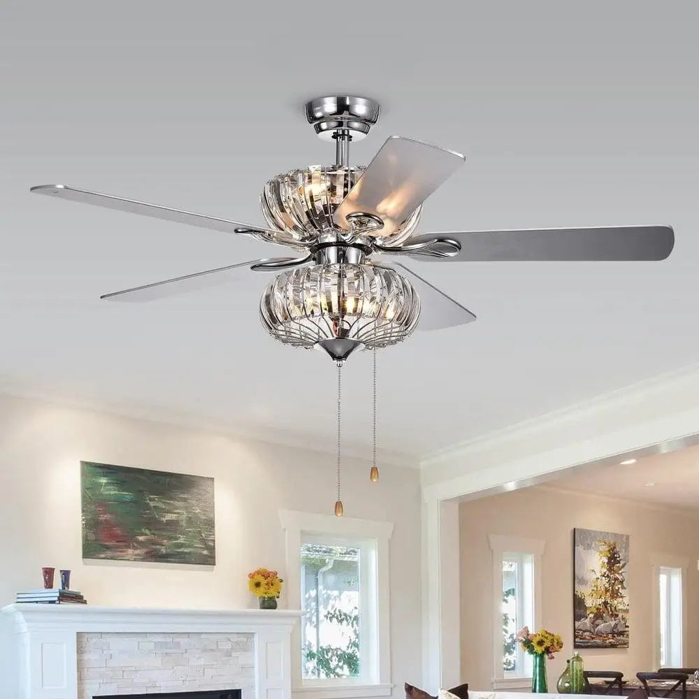 XMSJ Crystal Ceiling Fan With Six Lights And Remote
