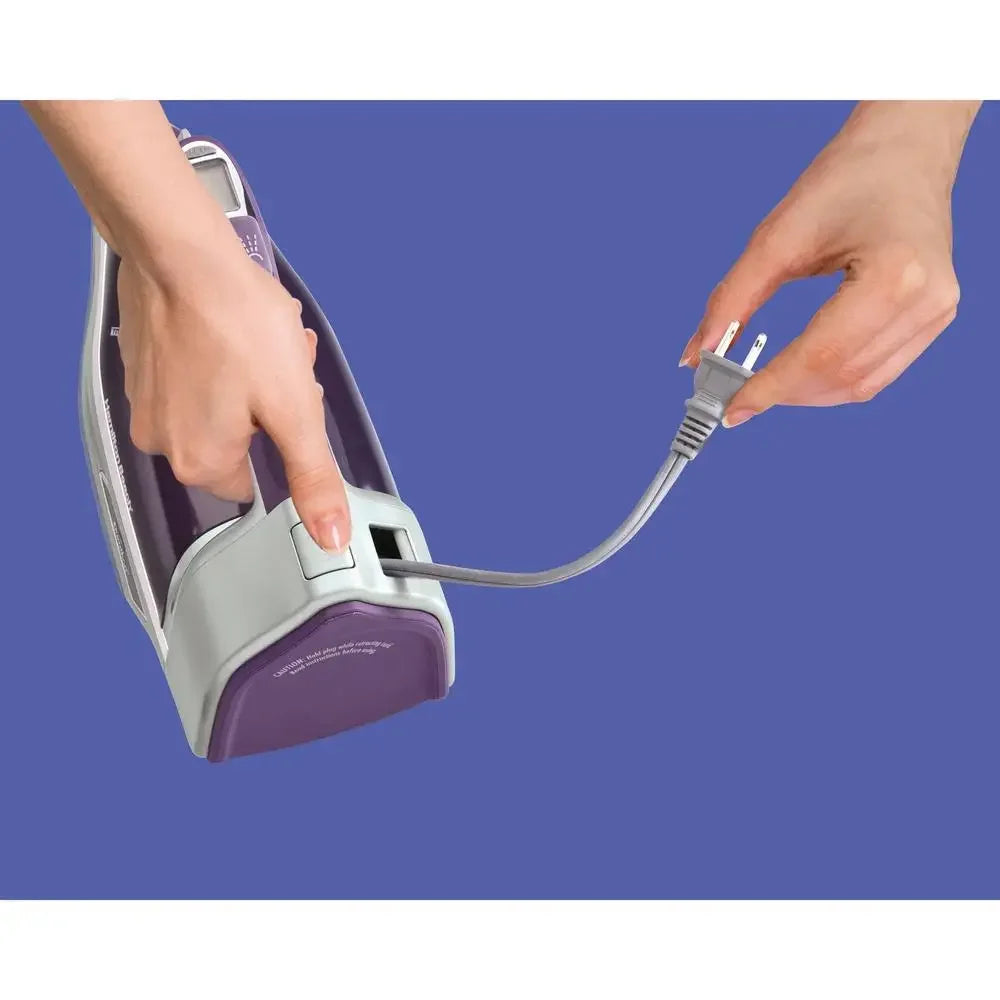 Digital Retractable Cord Iron 1700W Compact Purple Steam Iron