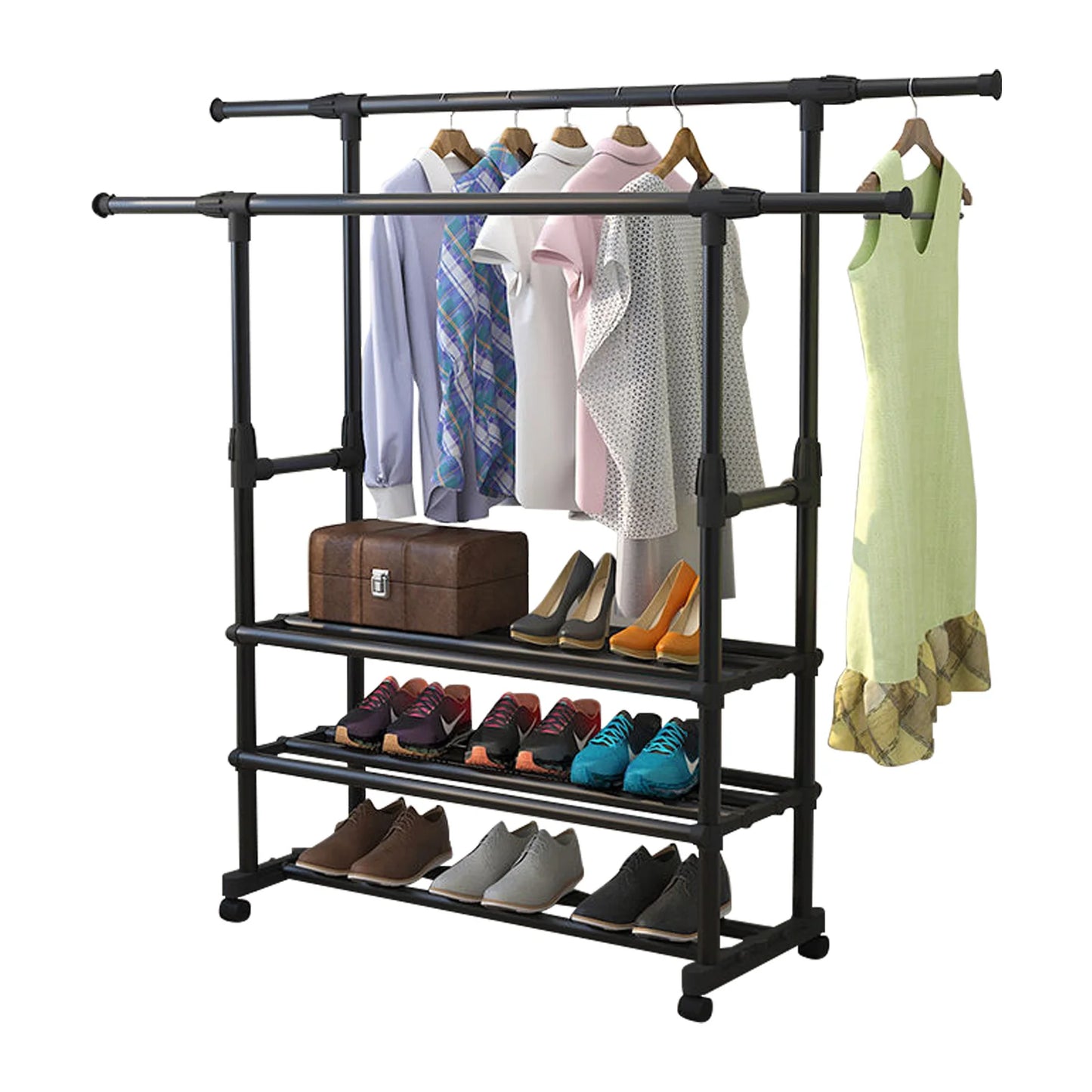 Heavy Duty Double Rail Clothes Rack Coat Rack Hanging