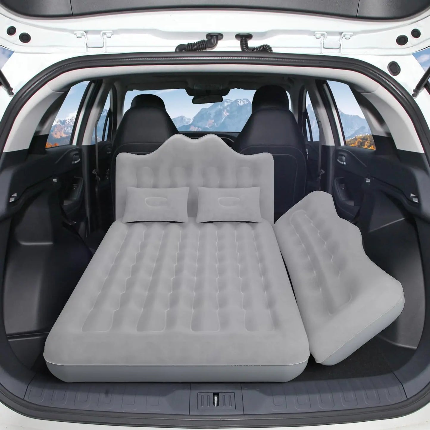 Inflatable Car Backseat Air Mattress with Two Pillows