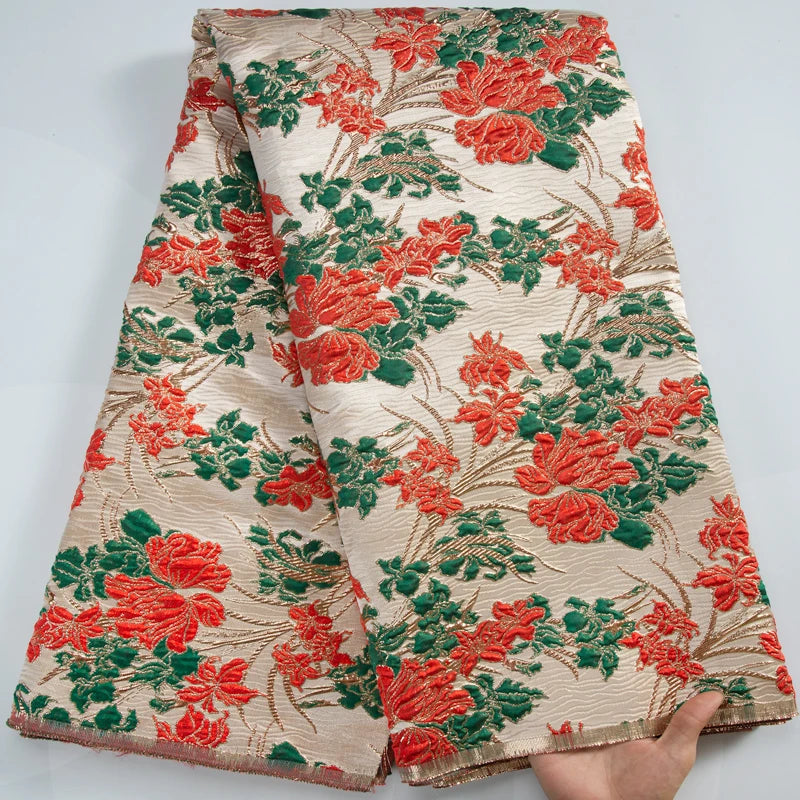 African Brocade Lace Fabric for Sewing Party Dresses