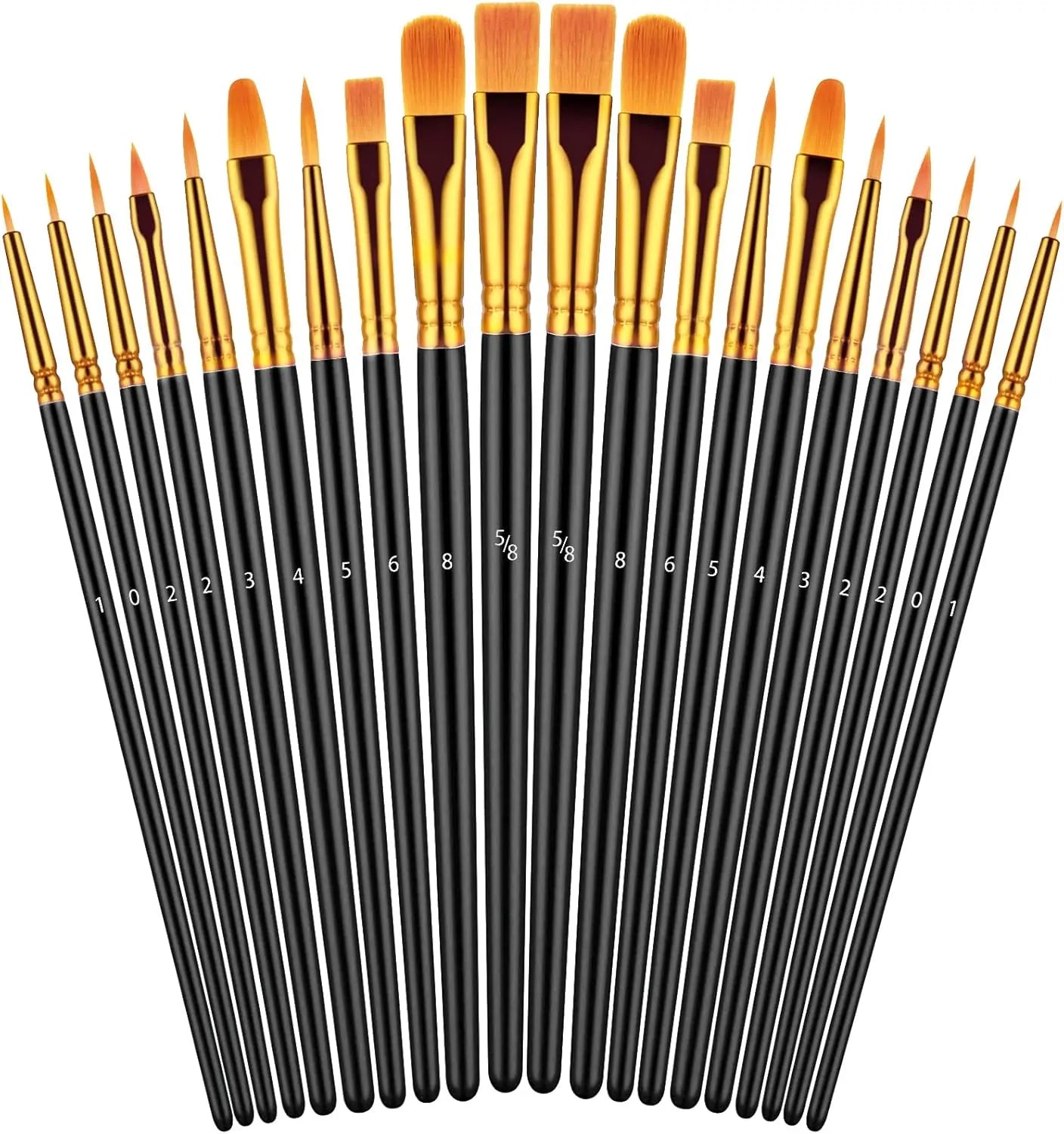 20 Professional Paint Brushes for Oil Watercolor and Acrylic Art