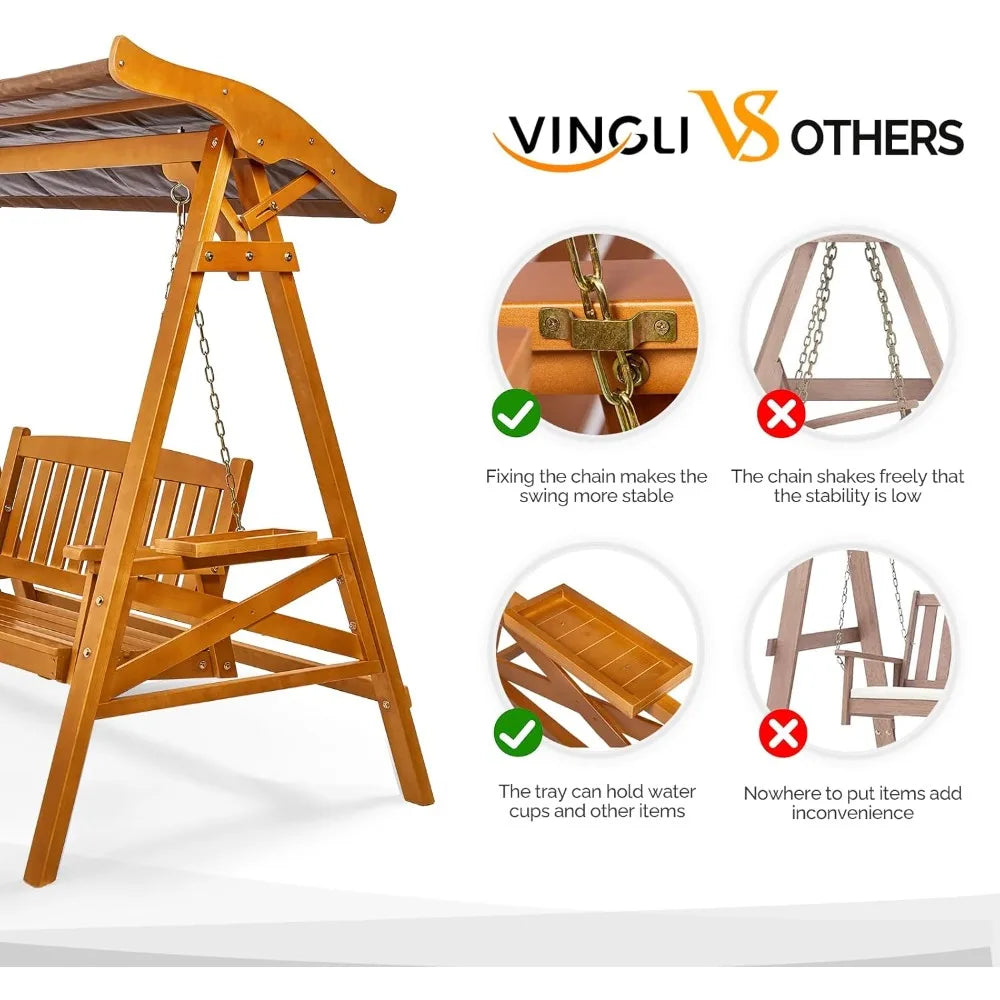 DAFIFY Porch Swing With Stand Canopy Waterproof Patio