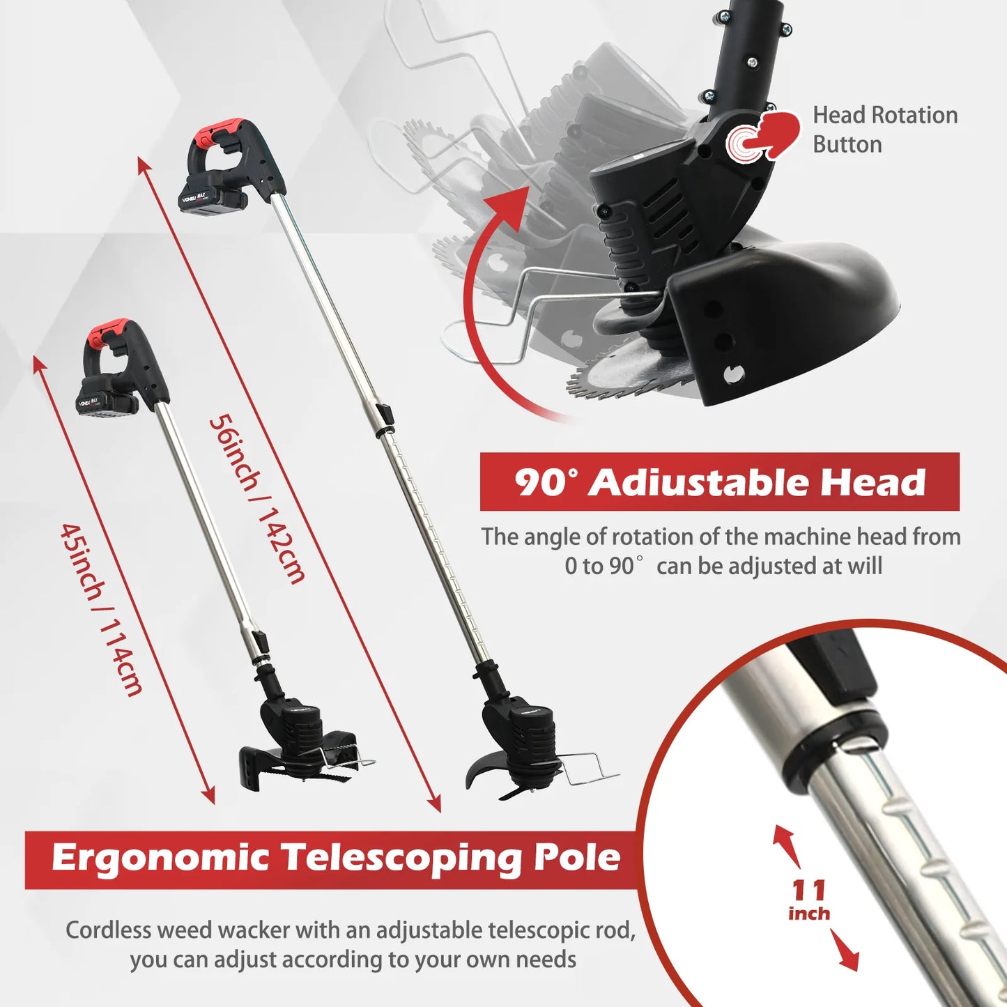Cordless Electric Weed Wacker String Trimmer with Battery