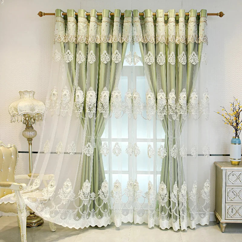 Zhejiang Elegant Double Layer Curtains Embossed Detailing