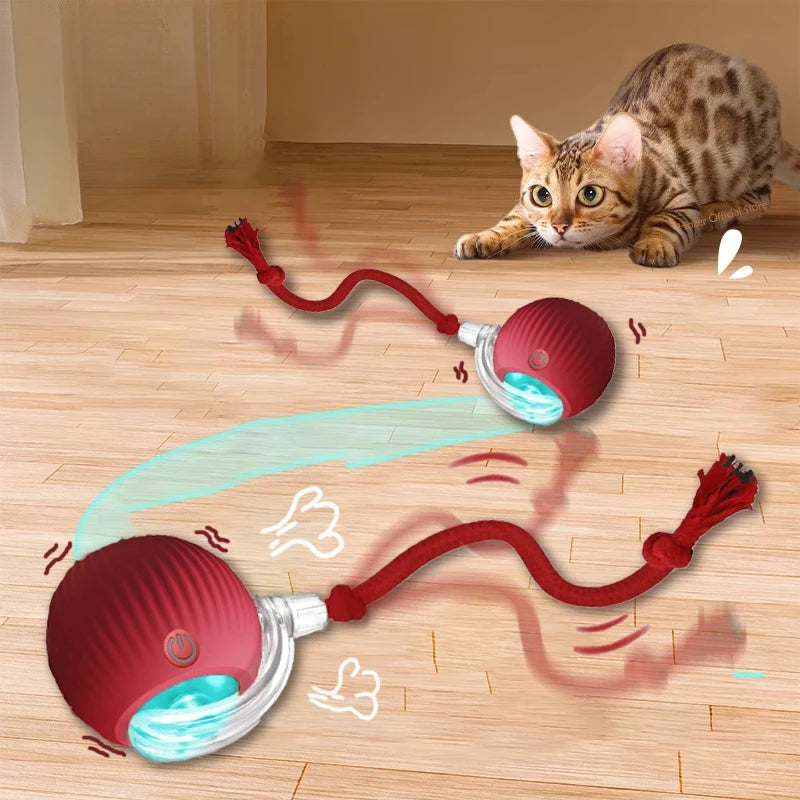 Smart Rechargeable Cat Interactive Rolling Ball Toy with Tail