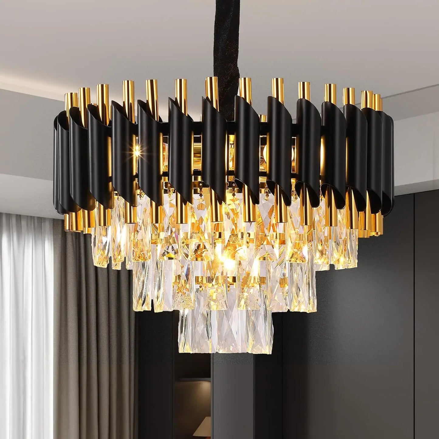 Litake Luxury Crystal Pendant Lights Aluminum Chandelier