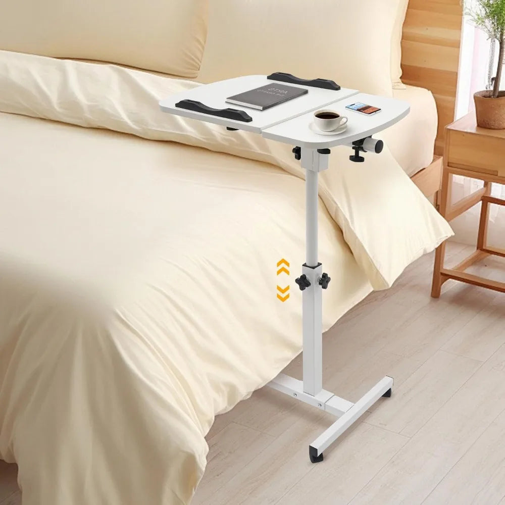 Adjustable Rolling Laptop Table with Wheels Portable Standing Desk