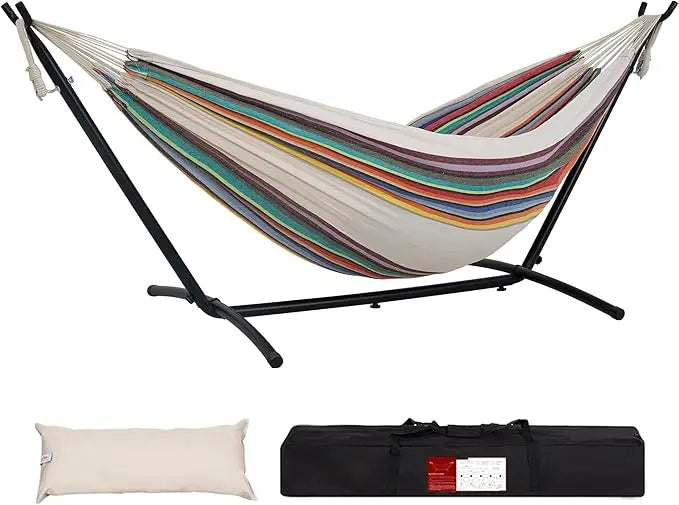 Double Hammock with Space Saving Stand and Carrying Case