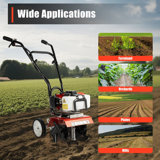 Bymaocar 52cc 1700W Garden Tiller Cultivator Rototiller