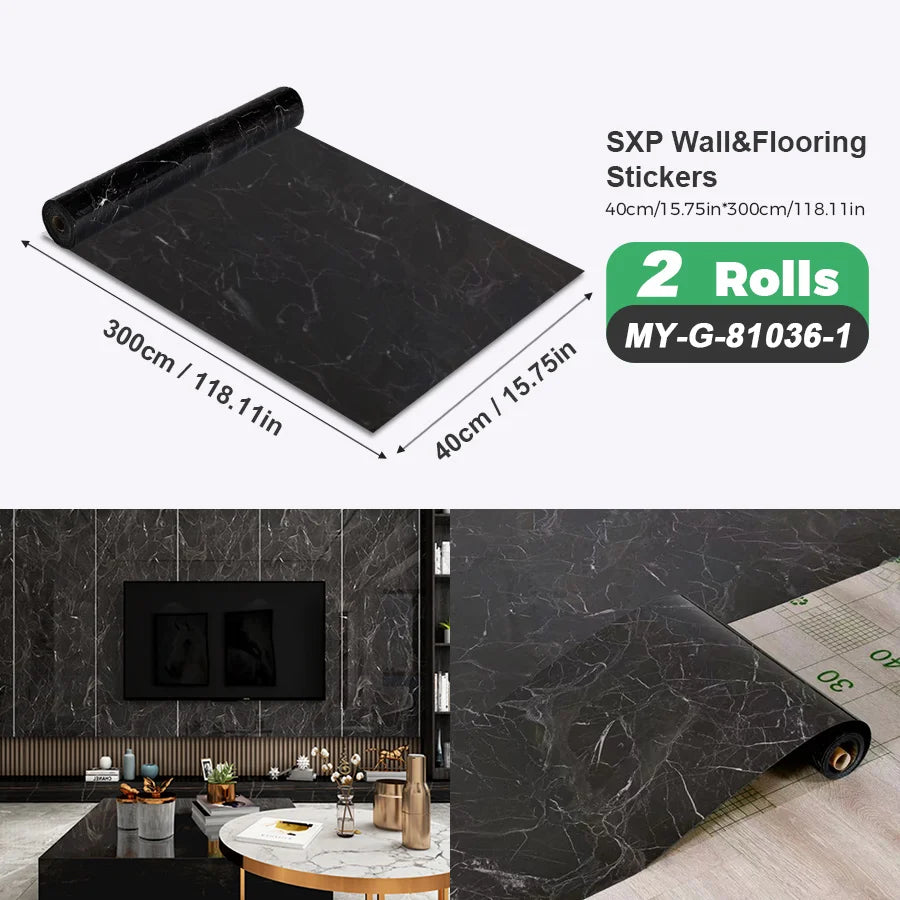 2 Rolls Self Adhesive Wall Floor Sticker Wood Grain Marble