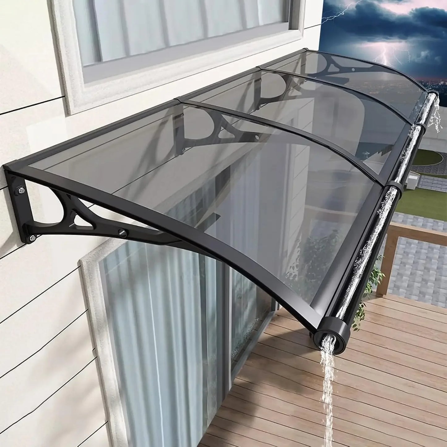 Premium Polycarbonate Door Awning for UV Rain and Snow Protection
