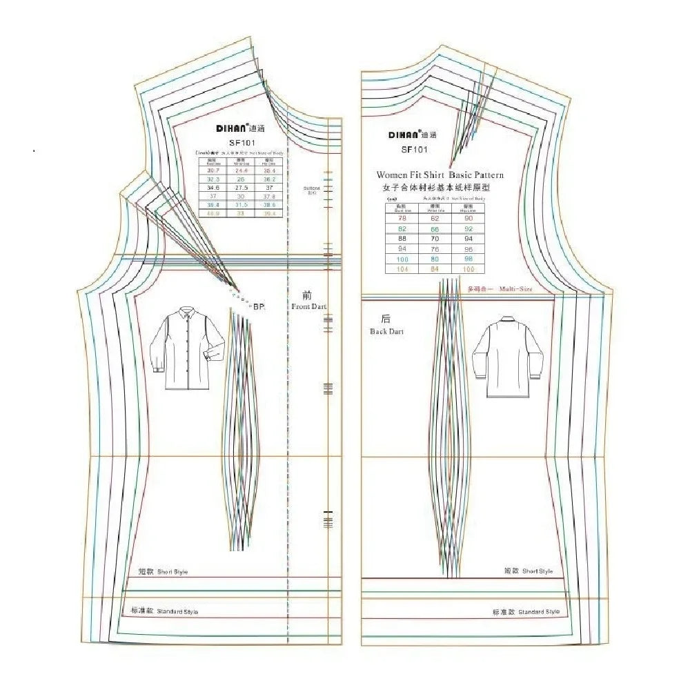 SmartBao Women's Shirt Pattern Ruler for Sewing Design