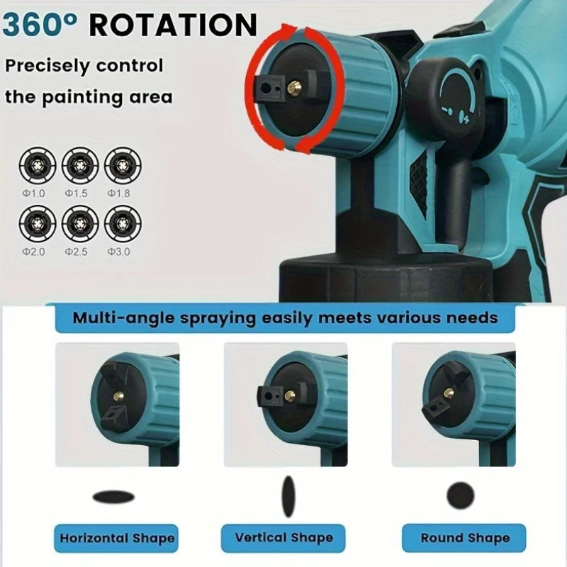 Cordless Electric Spray Gun Paint Sprayer 21V Battery