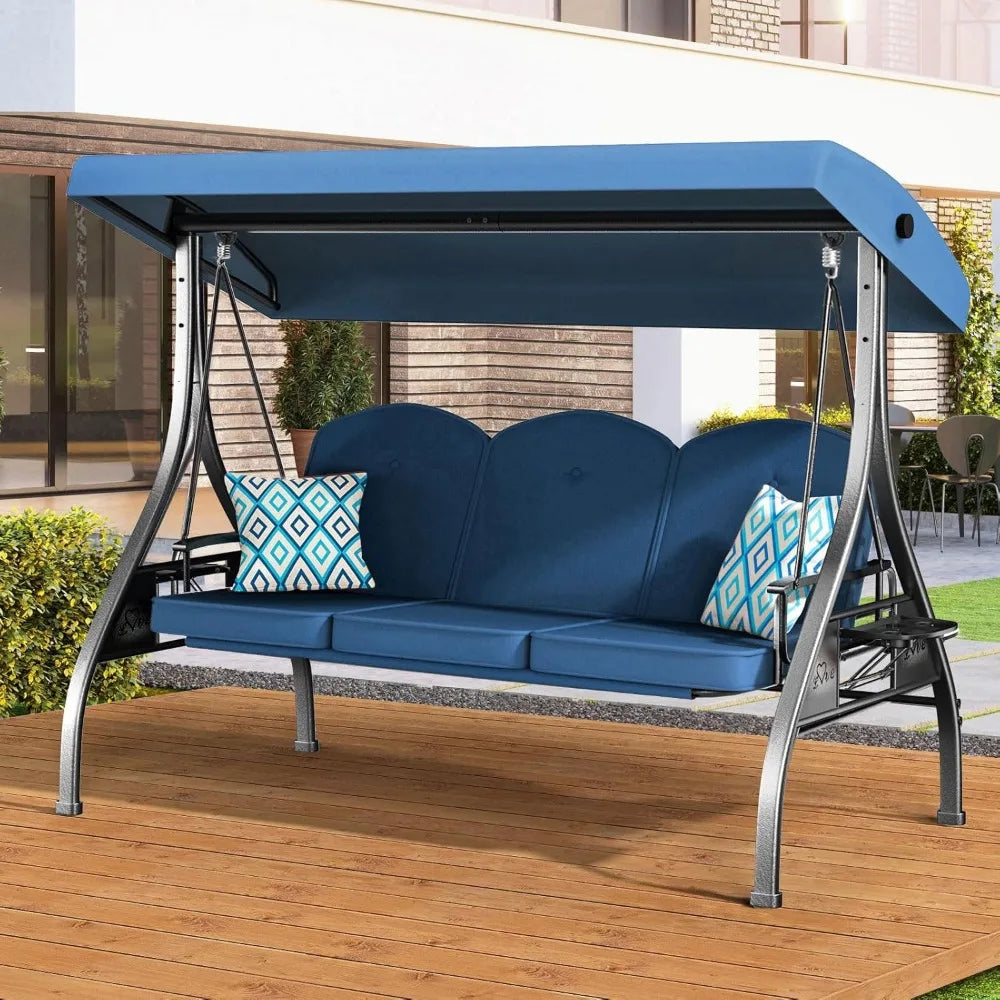 XMSJ Convertible Patio Swing Bed With Adjustable Canopy