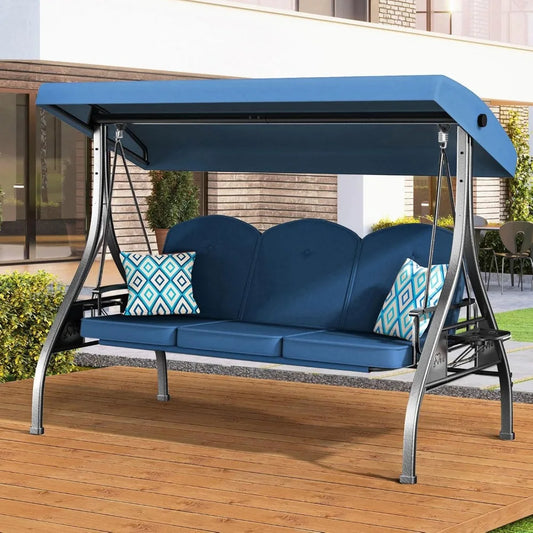 XMSJ Convertible Patio Swing Bed With Adjustable Canopy