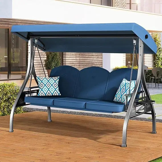 XMSJ Convertible Patio Swing Bed With Adjustable Canopy