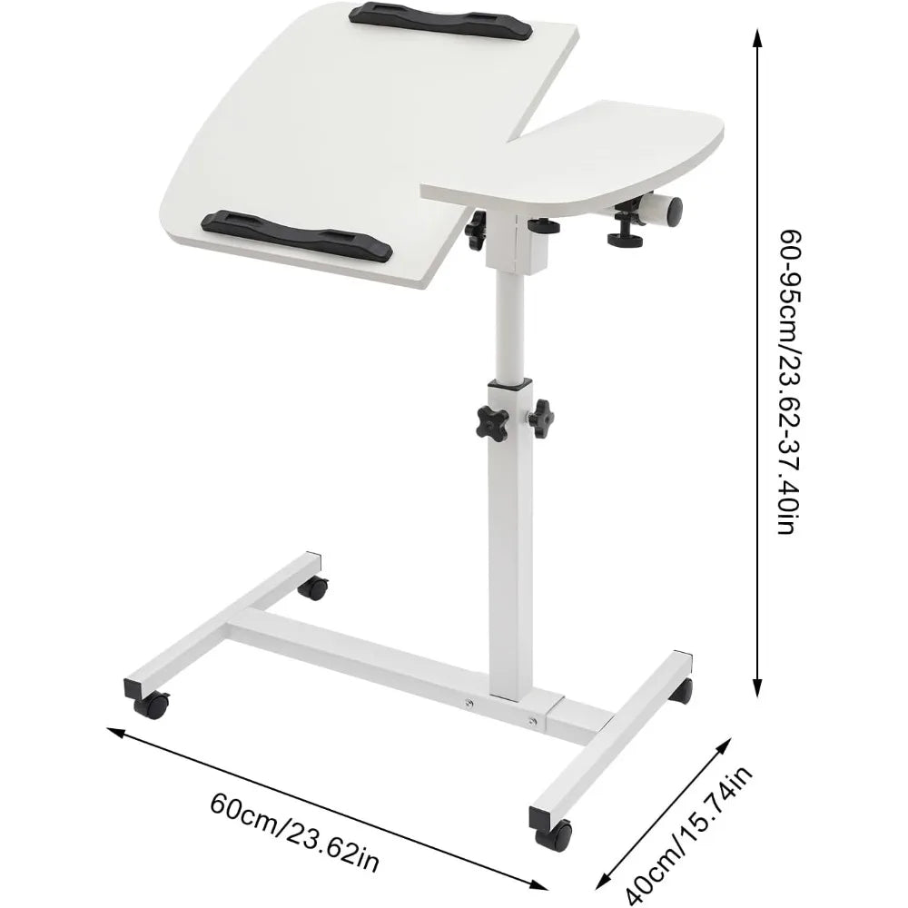 Adjustable Rolling Laptop Table with Wheels Portable Standing Desk