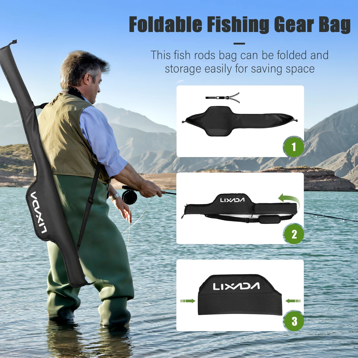 Hign-concerned Portable Fishing Rod Bag with Adjustable Strap