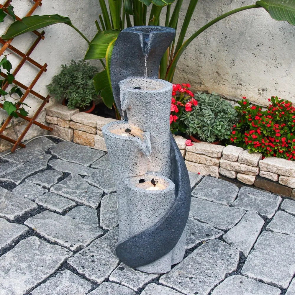 Elegant S Shaped Waterfall Fountain for Outdoor Garden Decor