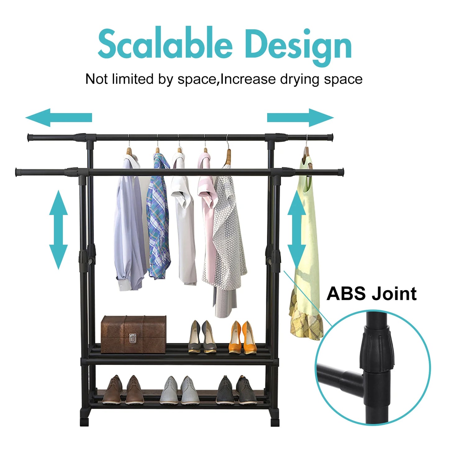 Heavy Duty Double Rail Clothes Rack Coat Rack Hanging