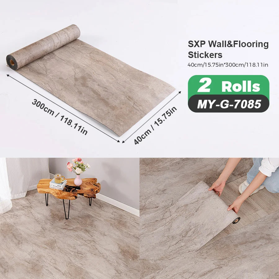 2 Rolls Self Adhesive Wall Floor Sticker Wood Grain Marble