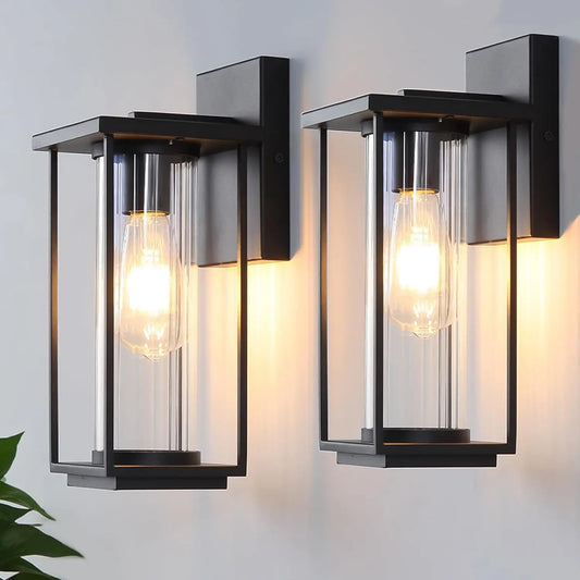 IDEPUS Outdoor Wall Lantern Waterproof Metal Glass