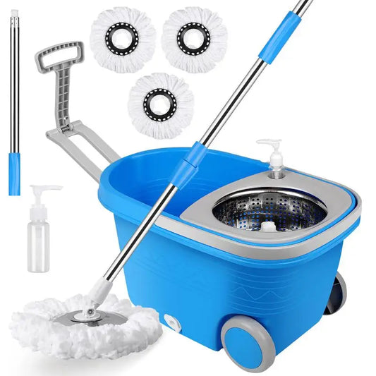 360 Degree Spinning Mop Bucket System with 3 Microfiber Heads
