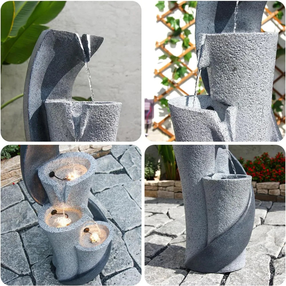 Elegant S Shaped Waterfall Fountain for Outdoor Garden Decor