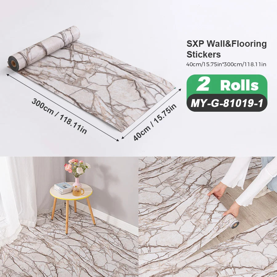 2 Rolls Self Adhesive Wall Floor Sticker Wood Grain Marble