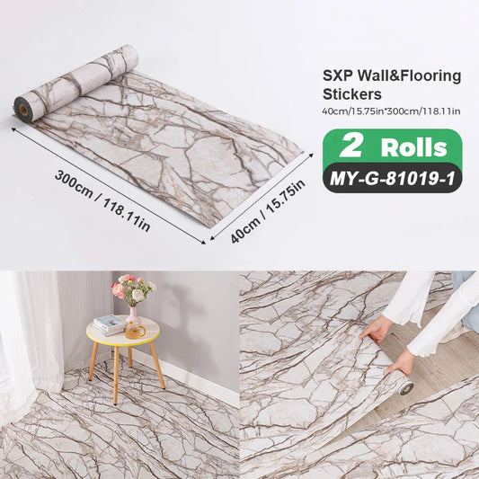2 Rolls Self Adhesive Wall Floor Sticker Wood Grain Marble