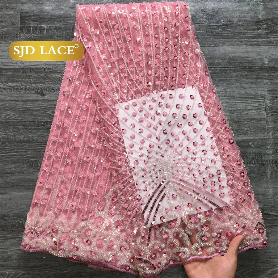SJD Lace African Luxury Beads Mesh Lace For Women Evening