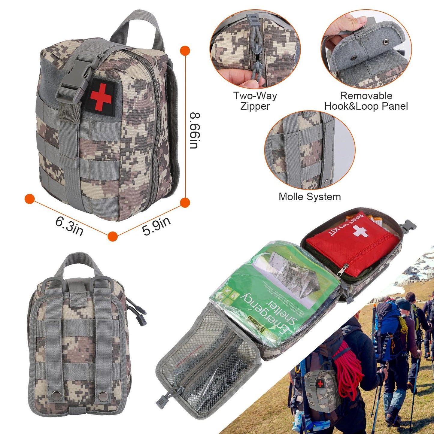 AUKYGGU 125 Pcs Emergency Survival Kit With Axe Tools