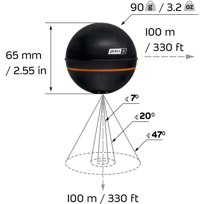 Pro Plus 2 Sonar Fish Finder for Kayaks Boats and Ice Fishing