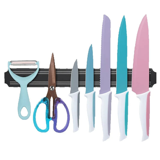 High Carbon Stainless Steel Kitchen Knife Set With Magnet Holder