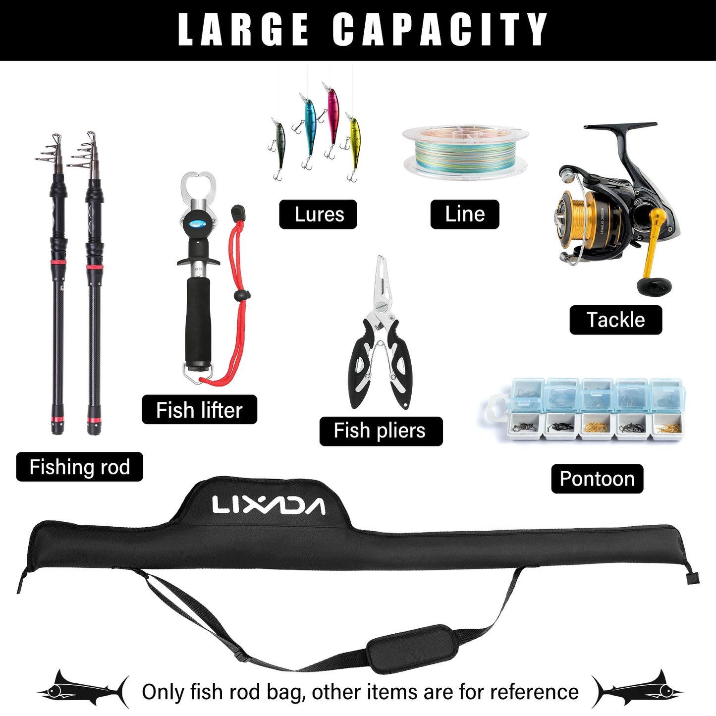 Hign-concerned Portable Fishing Rod Bag with Adjustable Strap
