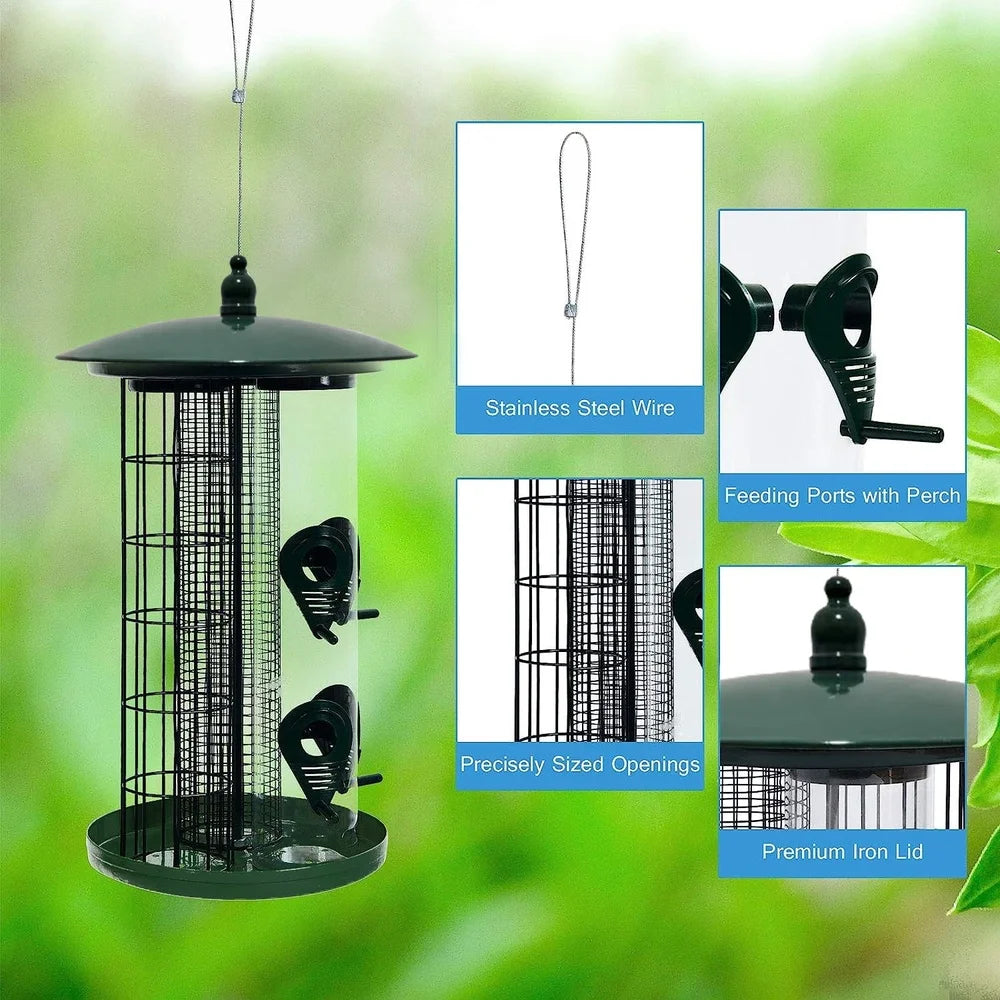 XMSJ 3 In 1 Metal Hanging Bird Feeder With 3 Feeding Ports