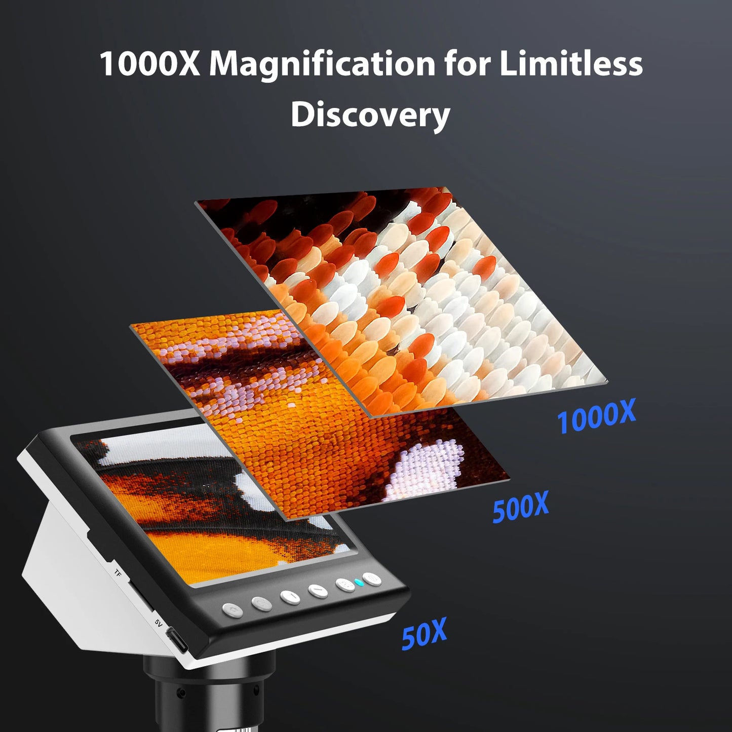 Hayve Digital Microscope 1000X With 8 LEDs PC View Pro