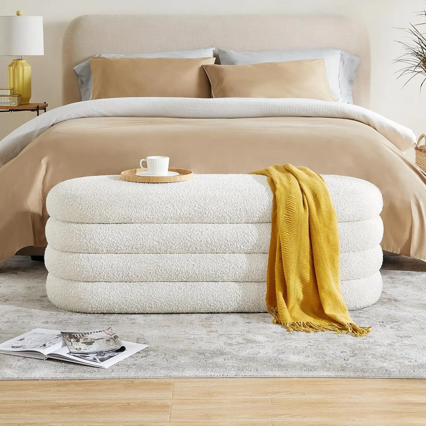 ANGDUO Fabric Storage Ottoman Bench for Home Organization
