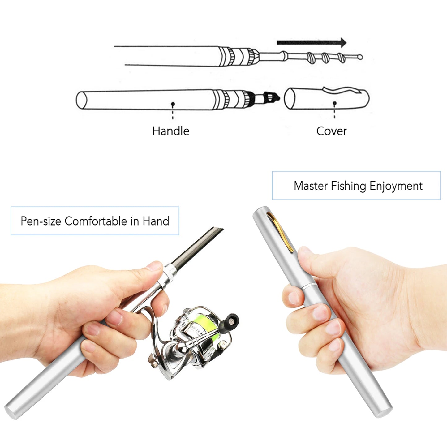 Tomshoo Pocket Collapsible Fishing Rod Reel Combo Kit