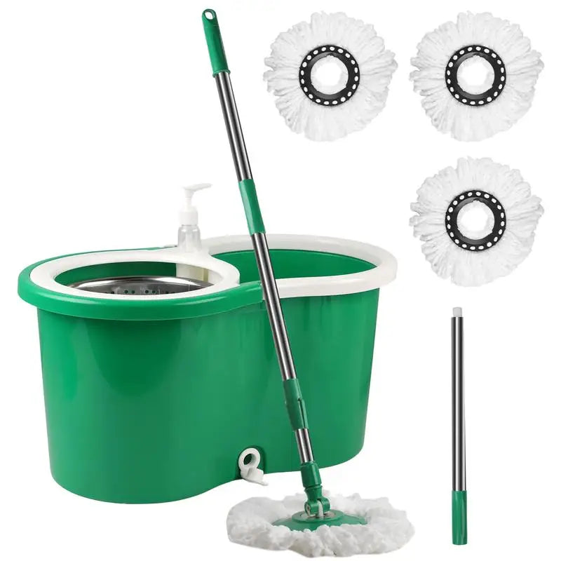 360 Degree Spinning Mop Bucket System with 3 Microfiber Heads