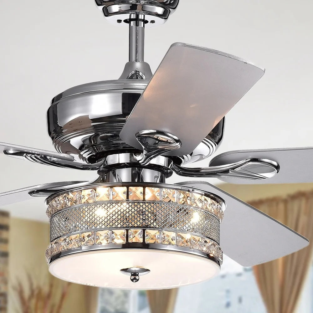 XMSJ Ceiling Fan With Crystal Drum Light Remote UL Listed