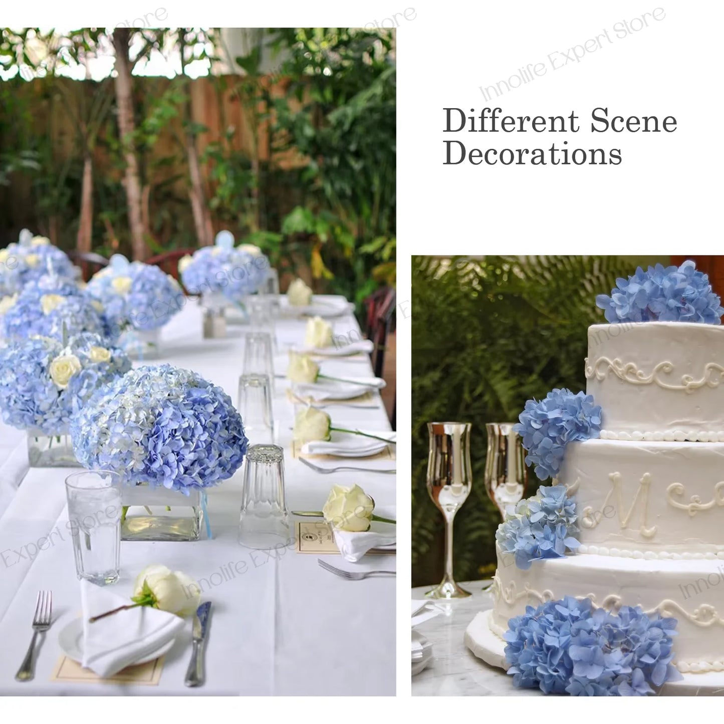 2 to 8 Pieces Artificial Hydrangeas 21 Inch Real Touch Latex Faux Hydrangea for Party Wedding Home Decor Outdoor Bouquet