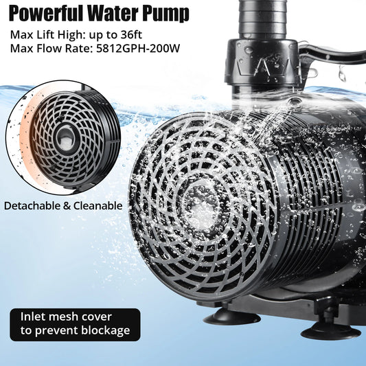 HiMISS Submersible Pond Pump 200W High Flow 5812 GPH